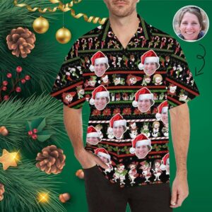 Custom Face Snow Man Men'S Hawaiian Shirt  - Thelegend59