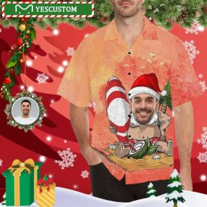 Custom Face Sunset Sand Men'S All Over Print Hawaiian Shirt  - Thelegend59