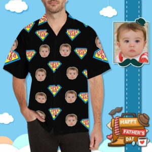 Custom Face Super Dad Baby Men'S All Over Print Hawaiian Shirt  - Thelegend59