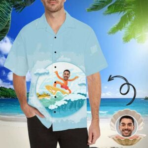 Custom Face Surfing Men'S All Over Print Hawaiian Shirt  - Thelegend59