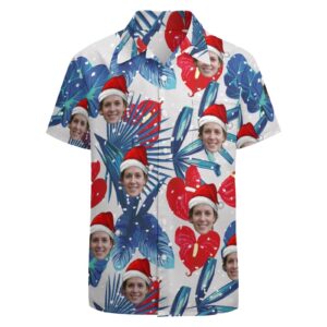 Custom Face Tropical Leaves Snowflake - Hawaiian Shirt - For Men And Women - Kids  - Thelegend59