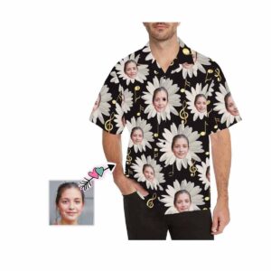 Custom Girlfriend Face Chrysanthemum Men'S All Over Print Hawaiian Shirt  - Thelegend59