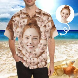 Custom Girlfriend Face Seamless Men'S All Over Print Hawaiian Shirt  - Thelegend59