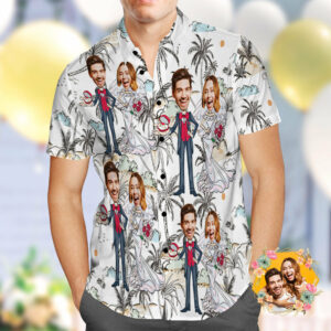 Custom Hawaiian Shirt Artistic Wedding Photo Hawaiian Shirt Best Wedding Gift  - Thelegend59