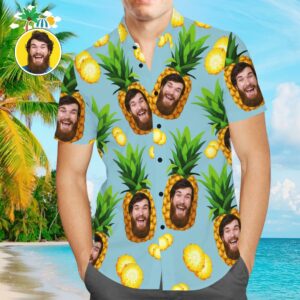 Custom Hawaiian Shirts Blue Funny Pineapple Personalised Aloha Beach Hawaiian Shirts For Men  - Thelegend59