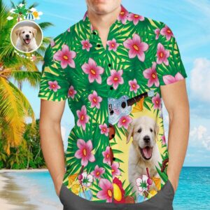 Custom Hawaiian Shirts Cool Dog Face Aloha Beach Hawaiian Shirts For Men  - Thelegend59
