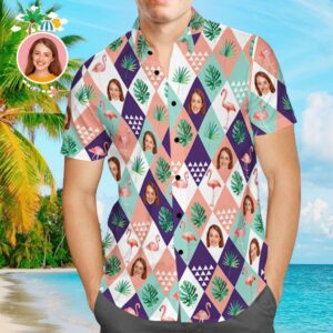 Custom Hawaiian Shirts Tree And Flamingo Aloha Beach Hawaiian Shirts For Men  - Thelegend59