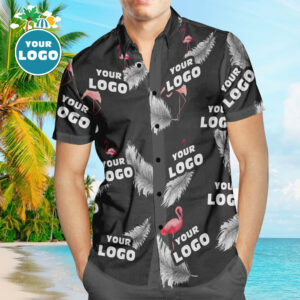 Custom Logo Hawaiian Shirts Colorful Flamingo Design Aloha Beach Hawaiian Shirts For Men  - Thelegend59