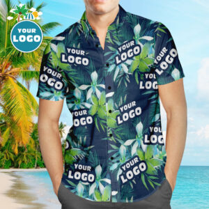 Custom Logo Hawaiian Shirts Leaves &Amp; Petal Aloha Beach Hawaiian Shirts For Men  - Thelegend59