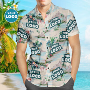 Custom Logo Hawaiian Shirts Mountains And Rivers Aloha Beach Hawaiian Shirts For Men  - Thelegend59
