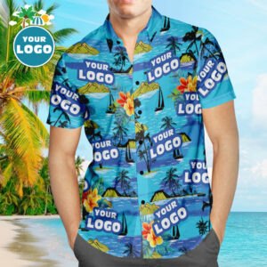 Custom Logo Hawaiian Shirts Mountains Personalised Aloha Beach Hawaiian Shirts For Men  - Thelegend59