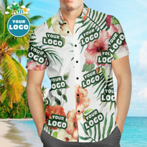 Custom Logo Hawaiian Shirts Summer Flowers Personalised Aloha Beach Hawaiian Shirts For Men  - Thelegend59
