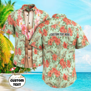 Custom Men Hawaiian Shirts Personalized Text Hawaiian Shirts For Him - Hawaiian Wreath  - Thelegend59