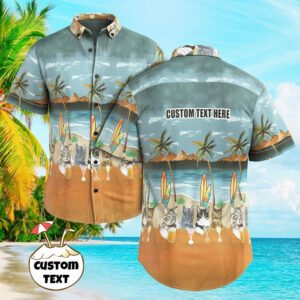 Custom Men Hawaiian Shirts Personalized Text Hawaiian Shirtss Gifts For Pet Lover - Pet Cat Party  - Thelegend59