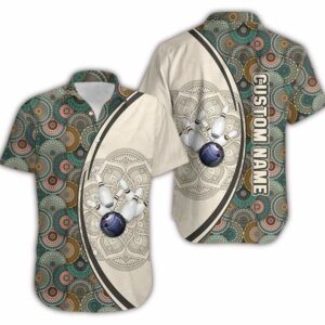 Custom Name Bowling Mandala Hawaiian Aloha Hawaiian Shirtss  - Thelegend59