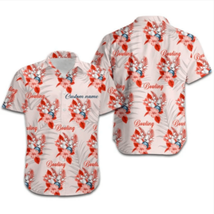 Custom Name Bowling Red Tropical Hawaiian Aloha Hawaiian Shirtss  - Thelegend59