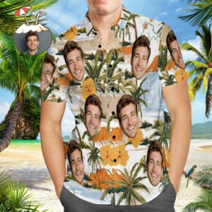 Custom Photo Aloha Vintage Hawaiian Shirts Funky Funny Tropical Hawaiian Casual Novelty Button-Down Hawaiian Shirtss  - Thelegend59