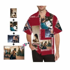 Custom Photo Christmas Pattern Men'S All Over Print Hawaiian Shirt  - Thelegend59