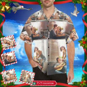 Custom Photo Couple Men'S All Over Print Hawaiian Shirt  - Thelegend59