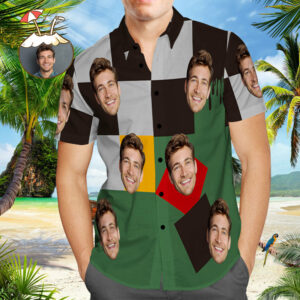 Custom Photo Hawaiian Shirt - Vintage Style Checkerboard - Casual Button-Down Short-Sleeve  - Thelegend59
