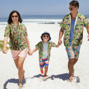 Custom Photo Hawaiian Shirt Parent-Child Wears Personalised Face Hawaiian Shirt Gift Fashion Apparel  - Thelegend59