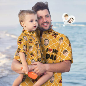 Custom Photo Hawaiian Shirt Personalised Face Hawaiian Shirt Gift Father'S Day Gift - I Love My Dad  - Thelegend59