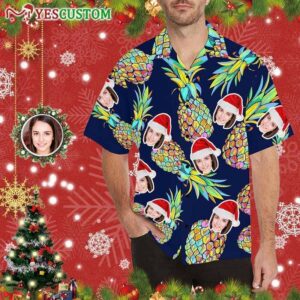Custom Photo Hawaiian Shirts Photo Blue Pineapple Unisex &Amp; Teenage Hawaiian Shirt  - Thelegend59