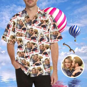 Custom Photo Love You Seamless Men'S All Over Print Hawaiian Shirt  - Thelegend59