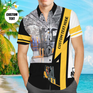 Custom Text Men'S Forklift Driver Hawaiian Shirts Gift For Him  - Thelegend59
