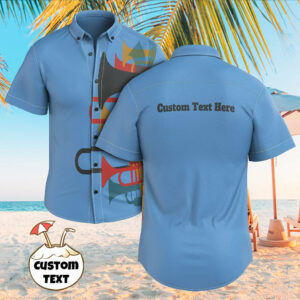 Custom Text Men'S Vintage Hawaiian Shirts Music Jazz Trumpet Print Hawaiian Shirts For Men  - Thelegend59