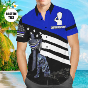 Custom Text Police Style All Over Printed Men'S Hawaiian Shirt  - Thelegend59
