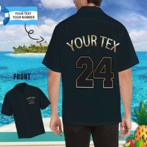 Custom Text&Amp;Number Team Hawaiian Shirtss Black Men'S All Over Print Hawaiian Shirt  - Thelegend59
