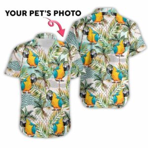 Customized Face Tropical Leaf Green Hawaiian Shirts  - Thelegend59