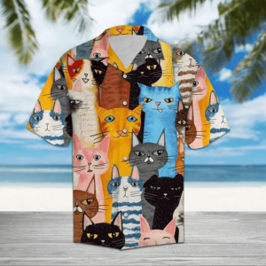 Cute Cats Colorful Art Hawaiian Aloha Hawaiian Shirtss Kitten Lover  - Thelegend59