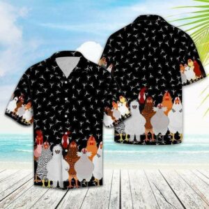 Cute Chickens Black Hawaiian Aloha Hawaiian Shirtss  - Thelegend59