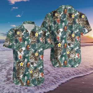 Cute Little Cat Tropical Hawaiian Aloha Hawaiian Shirtss  - Thelegend59
