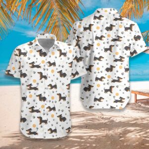 Dachshund Seamless Pattern Adorable Pets Unisex Hawaiian Shirt  - Thelegend59