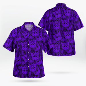 Decepticon Transformer Hawaiian Graphic Print Short Sleeve  - Thelegend59