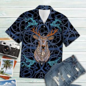 Deer Blue Mandala Vikings Tropical Hawaiian Shirt  - Thelegend59