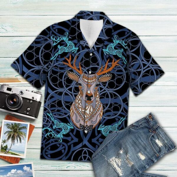 Deer Blue Mandala Vikings Tropical Hawaiian Shirt  - Thelegend59
