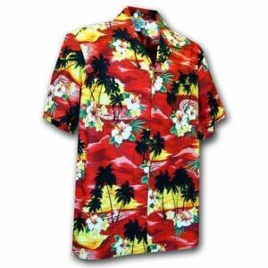 Diamond Head Sunset Red Boy'Shawaiian Shirt Made In Hawaii - Summer Hawaiian Shirts - Beach Hawaiian Shirtss  - Thelegend59