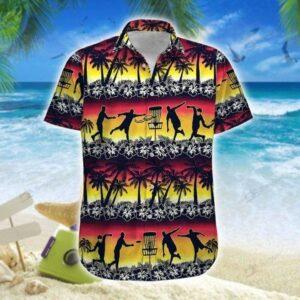 Disc Golf Sunset Coconut Beach Unisex Hawaiian Shirts Beach Shorts  - Thelegend59