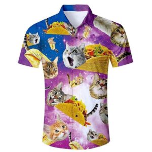 Discover Cool Mens Tropical Beach Hawaiian Shirt Taco Pizza Cat Print  - Thelegend59