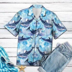 Dolphin Blue Sea Summer Vibe Hawaiian Aloha Hawaiian Shirtss  - Thelegend59