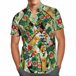 Dos Equis Tropical Leafs All Over Print 3D Hawaiian Shirt  - Thelegend59