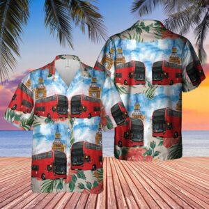 Doubledecker Bus Blue Amazing Design Unisex Hawaiian Shirt  - Thelegend59
