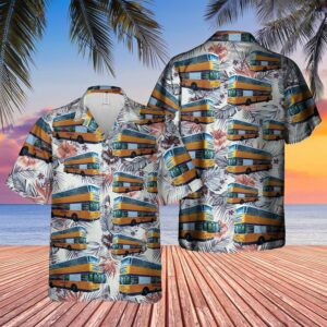 Doubledecker Bus Leyland Atlantean Blue Unique Design Unisex Hawaiian Shirt  - Thelegend59