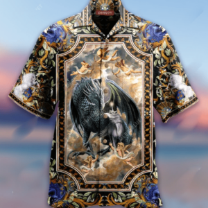 Dragon And Unicorn In The Heaven Hawaiian Aloha Hawaiian Shirts  - Thelegend59