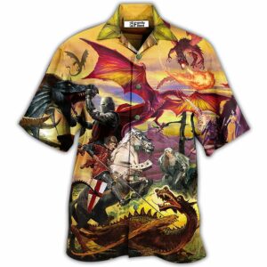 Dragon Fighting The Knights - Hawaiian Shirt - For Men And Women - Kids  - Thelegend59
