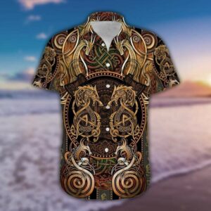 Dragon Iron Pattern Brown Unisex Hawaiian Aloha Hawaiian Shirtss  - Thelegend59
